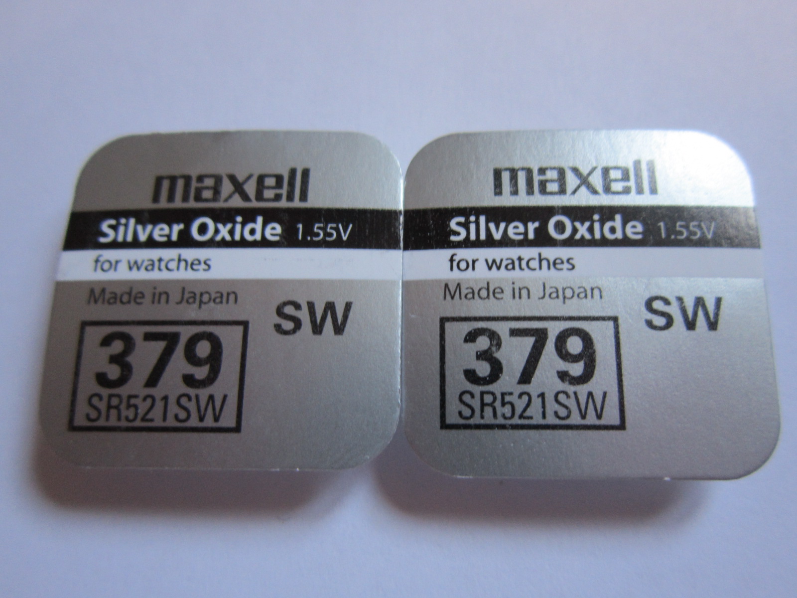 Maxell 2x SR521SW 379 SR521 SW 1.55v Silver Oxide Button Cell Watch