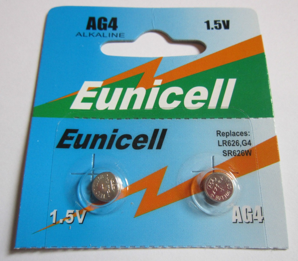 2x Eunicell AG4 LR626 G4 SR626W 1.5v Alkaline Button Cell Batteries