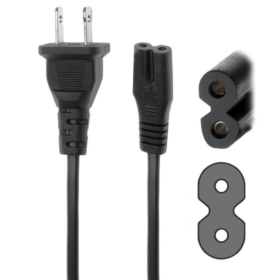 US Style 2Prong 2 Prong 2 Pin AC Power Cable Cord Adapter For Sony PS2